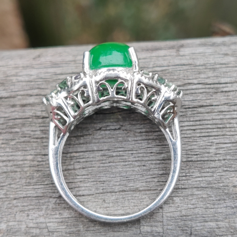 Sterling Jadeite And Prasiolite Ring By Chuck Clemency - Picture 6 of 7